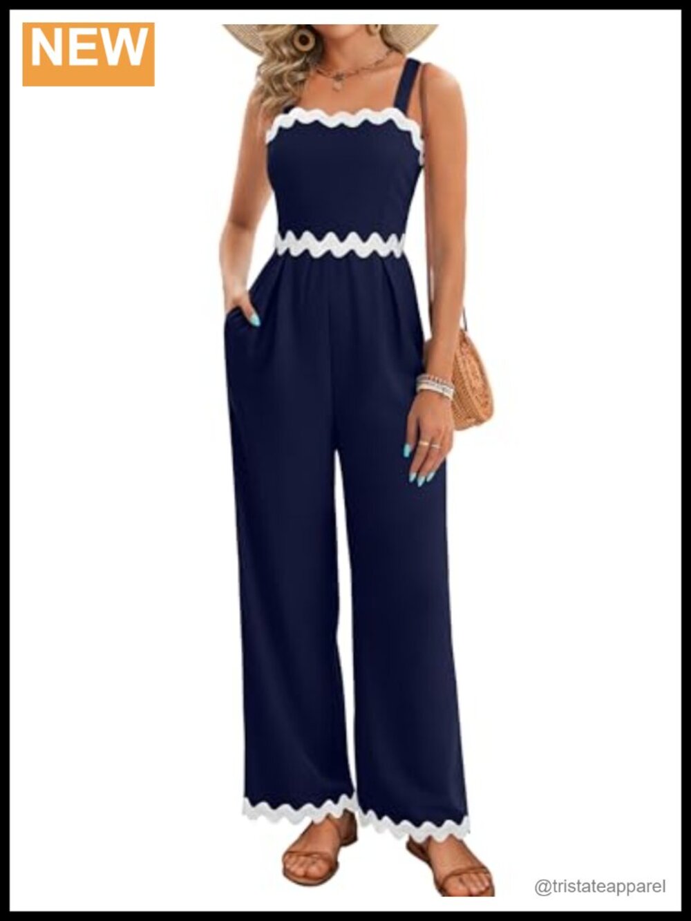 Womens Sleeveless Wide Leg Jumpsuit Smocked Back Square Neck Pockets